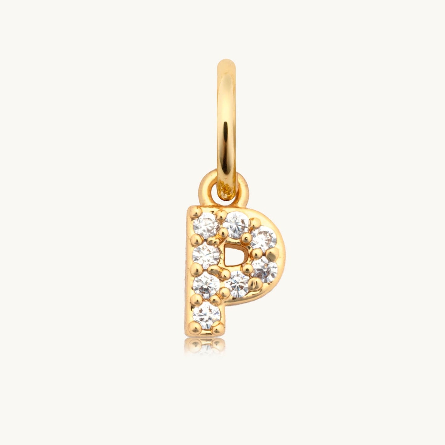 Dripping Words Charm- CZ Letter P