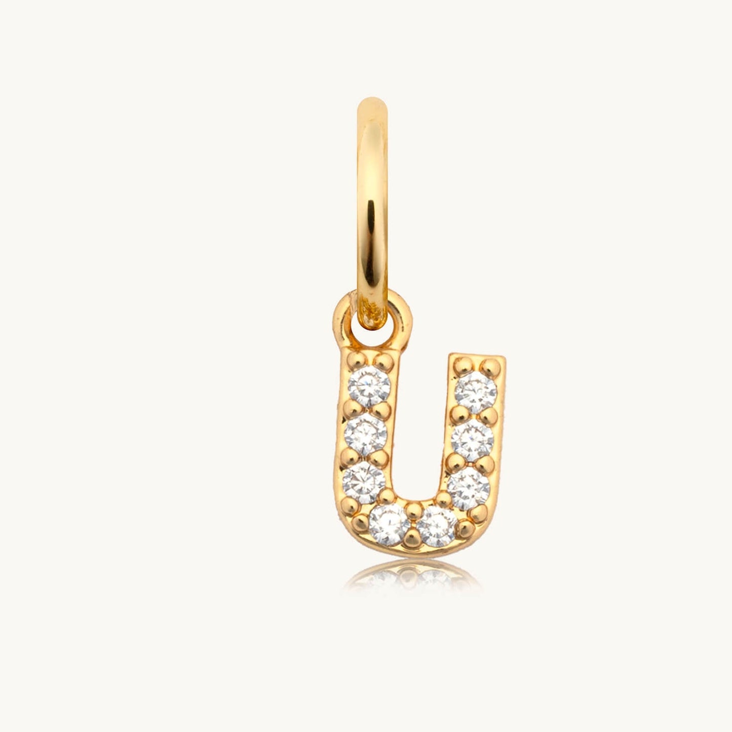 Dripping Words Charm- CZ Letter U