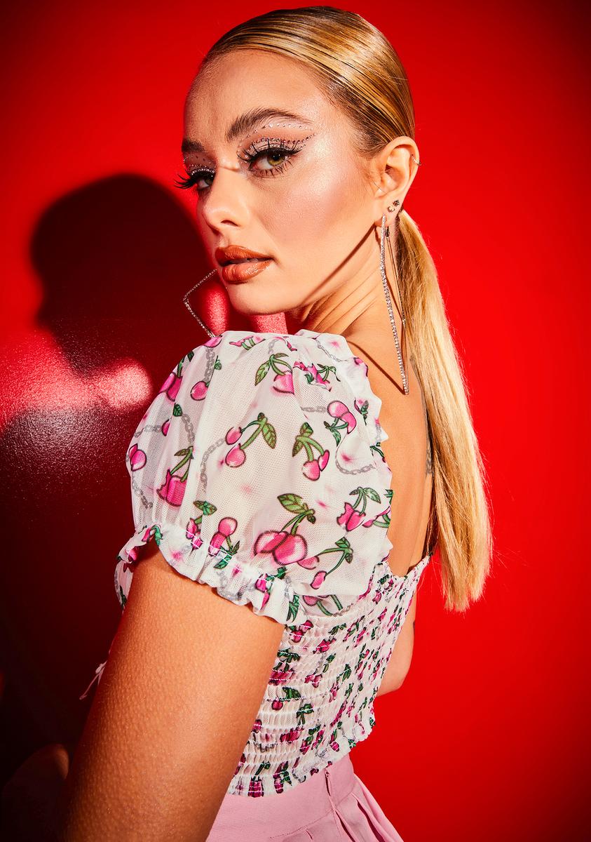 Angel Choose Ur Cherry Ruffle Crop Top