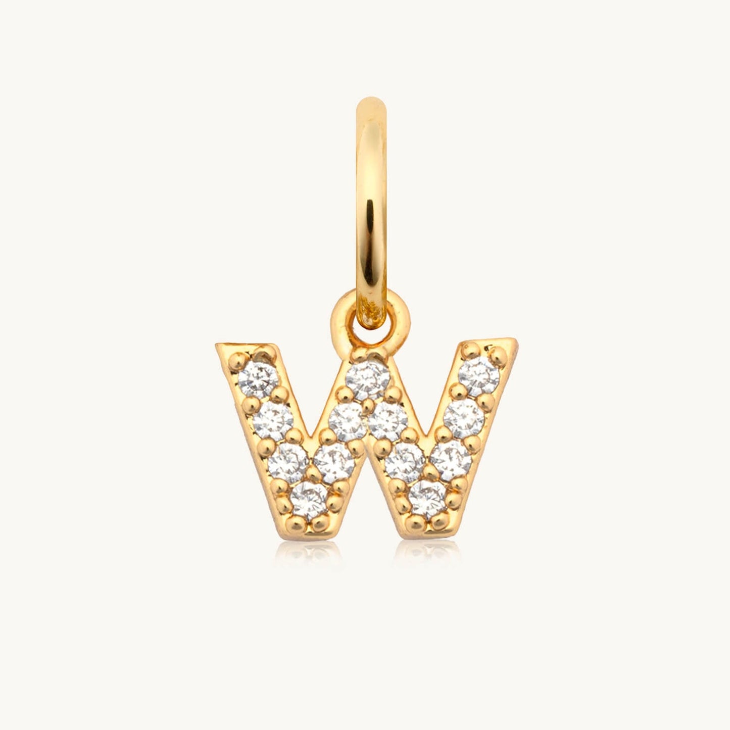Dripping Words Charm- CZ Letter W