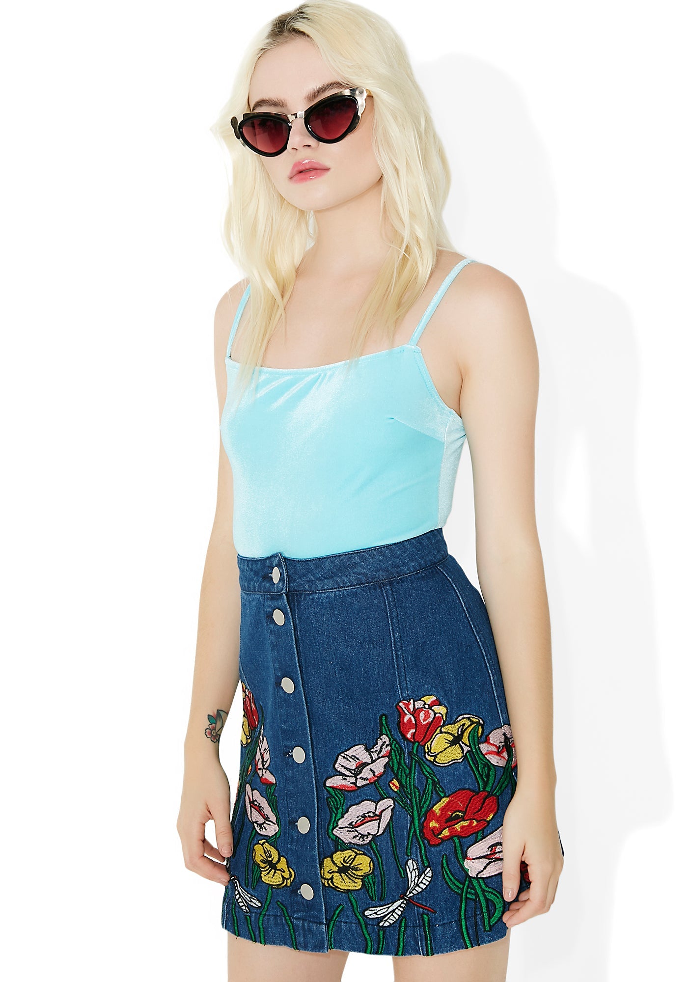 Among The Flowers Embroidered Skirt