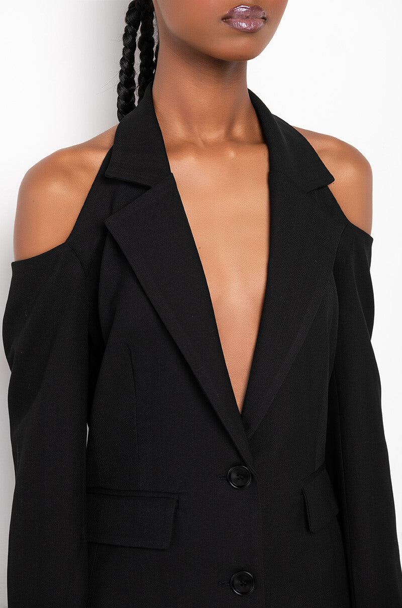 90S PINSTRIPE HALTER BLAZER