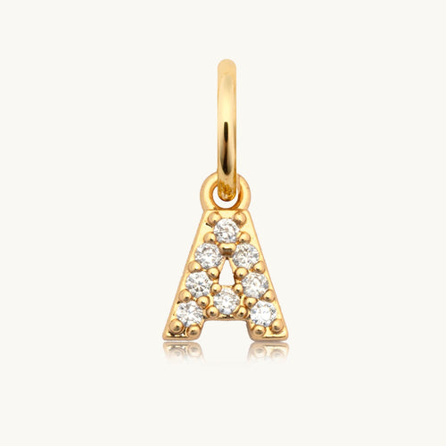 Dripping Words Charm- CZ Letter A