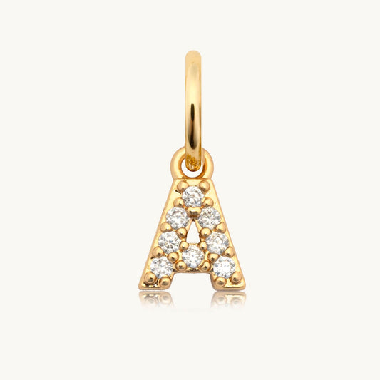 Dripping Words Charm- CZ Letter A