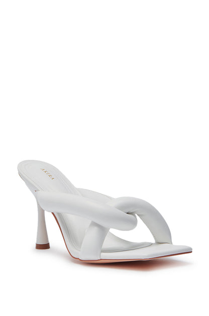 AKIRA CHRISTABEL NEW WHITE PUFF STILETTO SANDAL