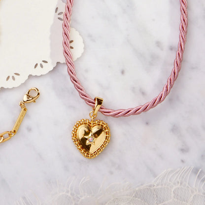 Lace Heart Pendant Cord Necklace