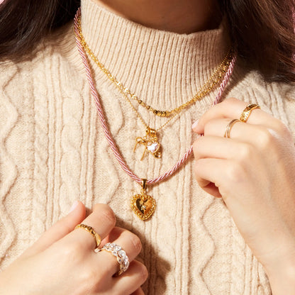 Lace Heart Pendant Cord Necklace