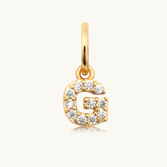 Dripping Words Charm- CZ Letter G