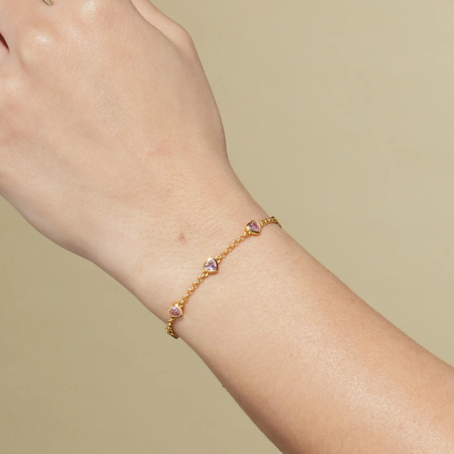 Pink Gem Hearts Bracelet