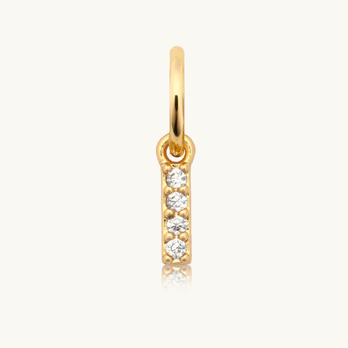 Dripping Words Charm- CZ Letter I