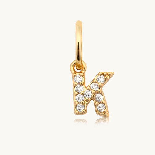 Dripping Words Charm- CZ Letter K