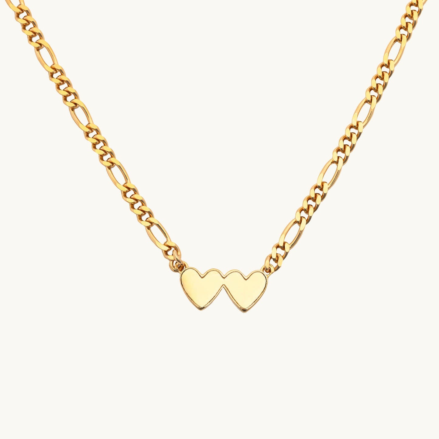 Gold Double Heart Engravable Necklace