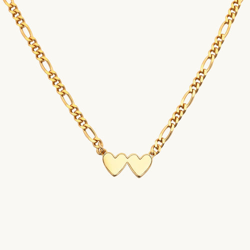 Gold Double Heart Engravable Necklace