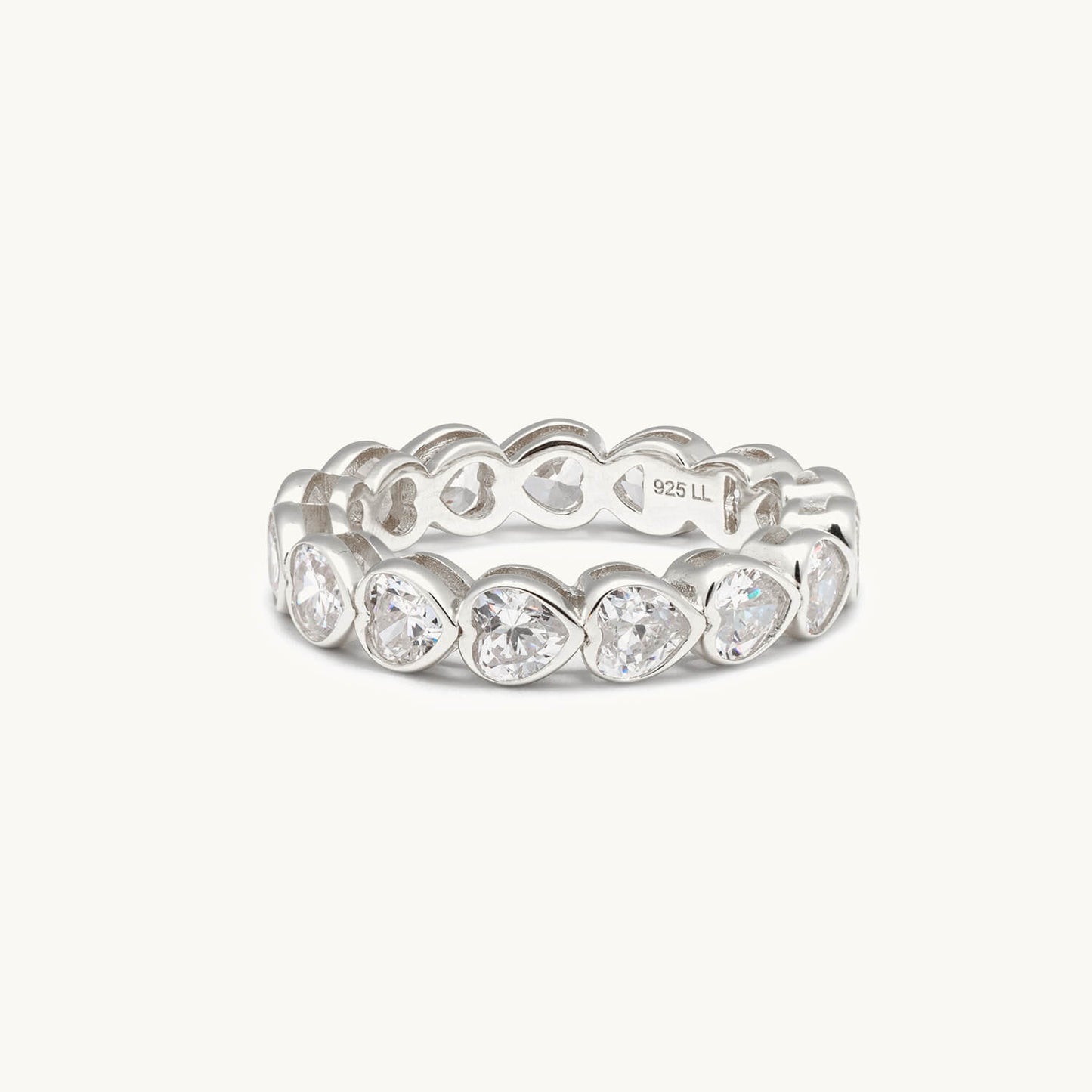 CZ Heart Eternity Band Ring (Silver)