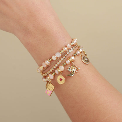 Pink Hearts by the Pearl Bracelet Base
