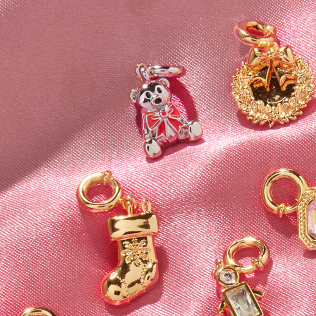 Silver Holiday Teddy Bear Charm
