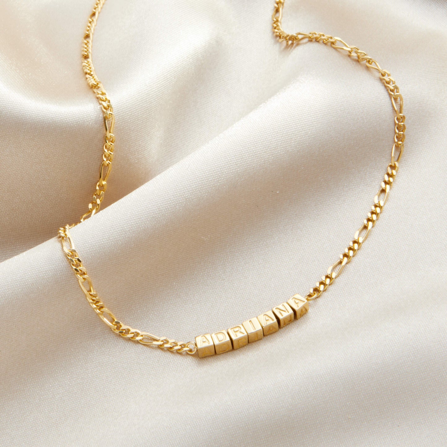 Custom Tiny Words Necklace- Figaro Chain