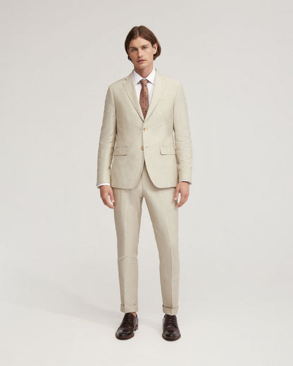 Byron Wool Linen Cuffed Suit Trousers