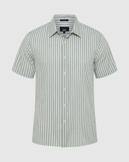 Leyton Short Sleeve Stripe Linen Shirt