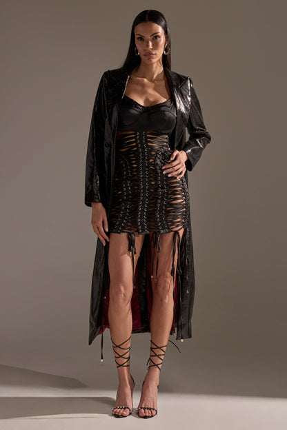 ACQUIRED TASTE FAUX LEATHER TRENCH