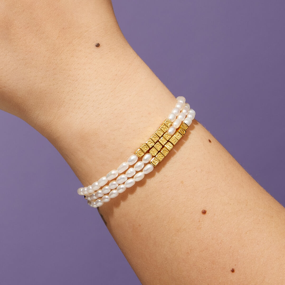 Custom Tiny Words Pearl Bracelet