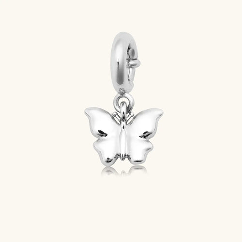 Silver Puffy Butterfly Charm