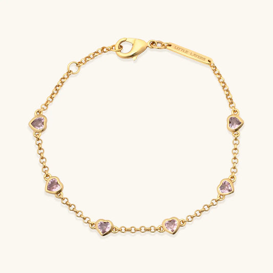Pink Gem Hearts Bracelet