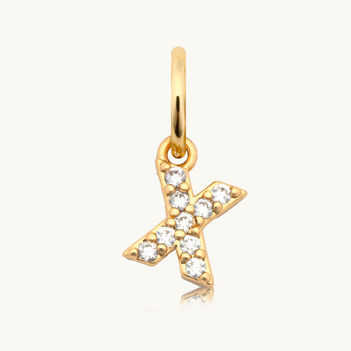 Dripping Words Charm- CZ Letter X