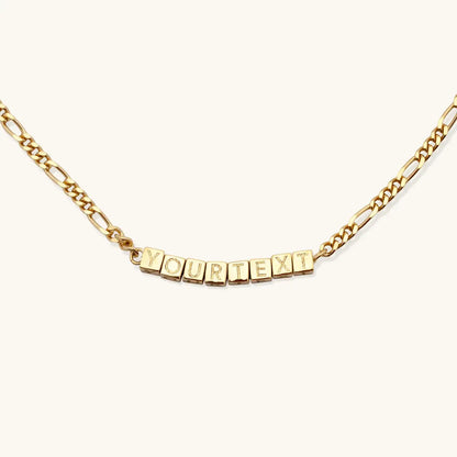 Custom Tiny Words Necklace- Figaro Chain