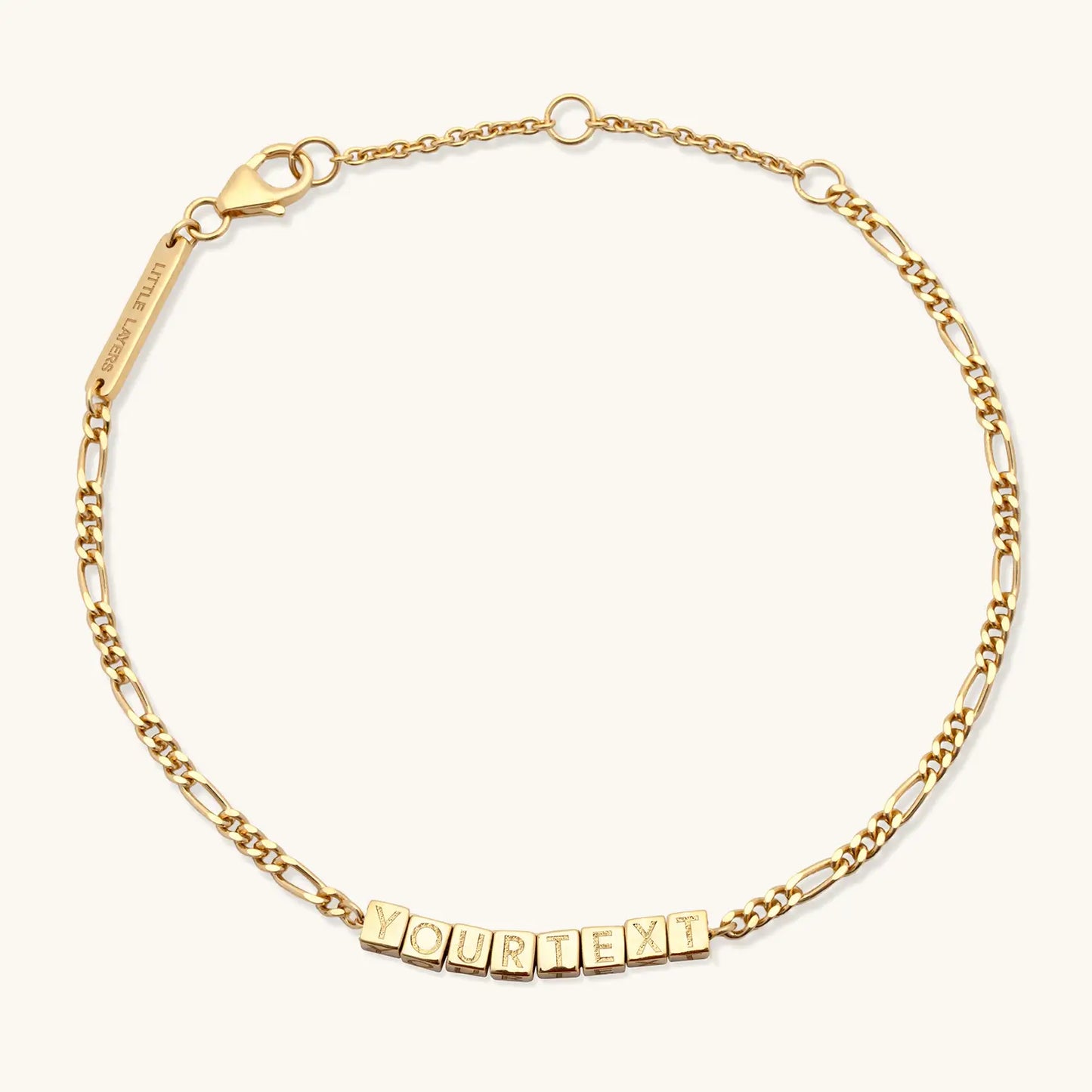 Custom Tiny Words Bracelet- Figaro Chain