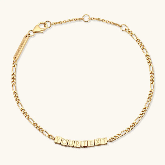 Custom Tiny Words Bracelet- Figaro Chain