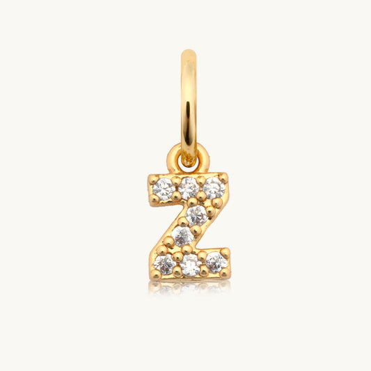 Dripping Words Charm- CZ Letter Z