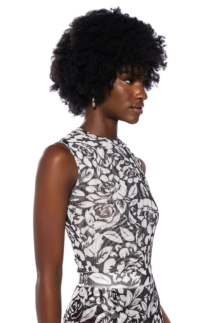 A LUXURIOUS DAY MESH MOCK NECK BODYSUIT