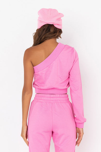 A MOMENT APART OFF THE SHOULDER SWEATSHIRT PINK