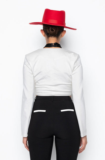 ACABELLA HALTER NECK TOP WHITE BLACK