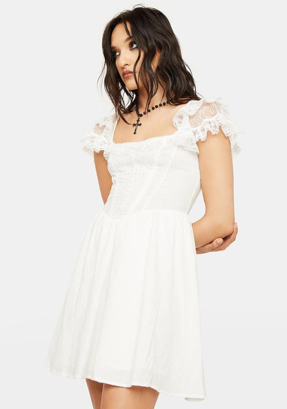 Angelic Beauty White Cross Mini Dress