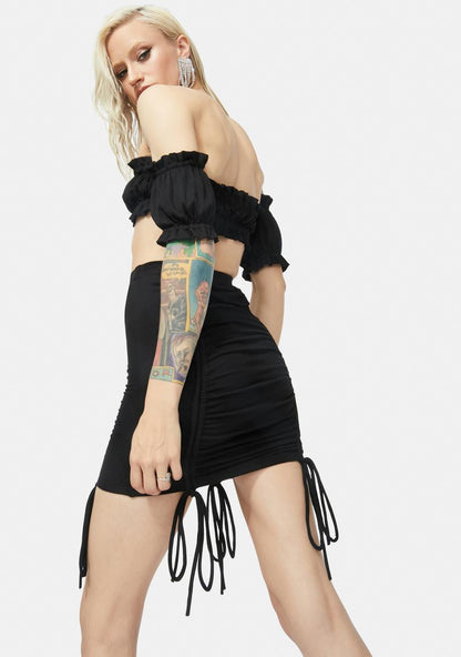 Anything U Want Ruched Skirt Set