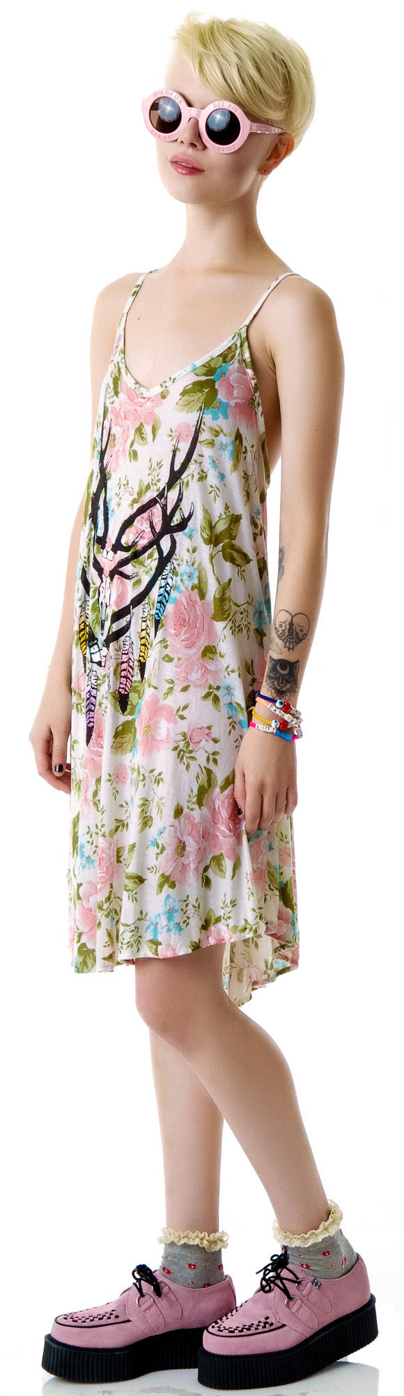 Antler Feathers Slip Dress