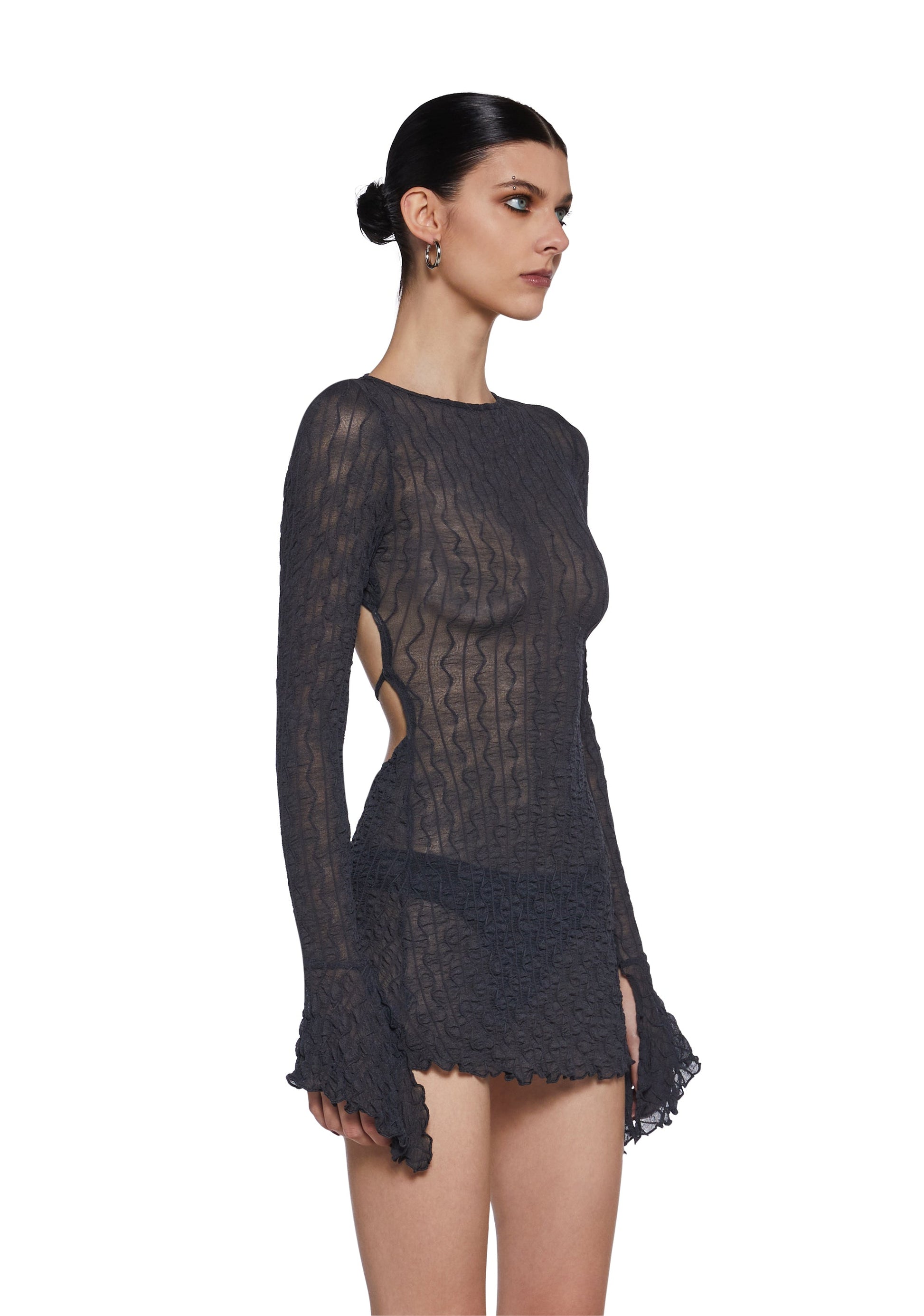 Analog Love Open Back Dress - Gray